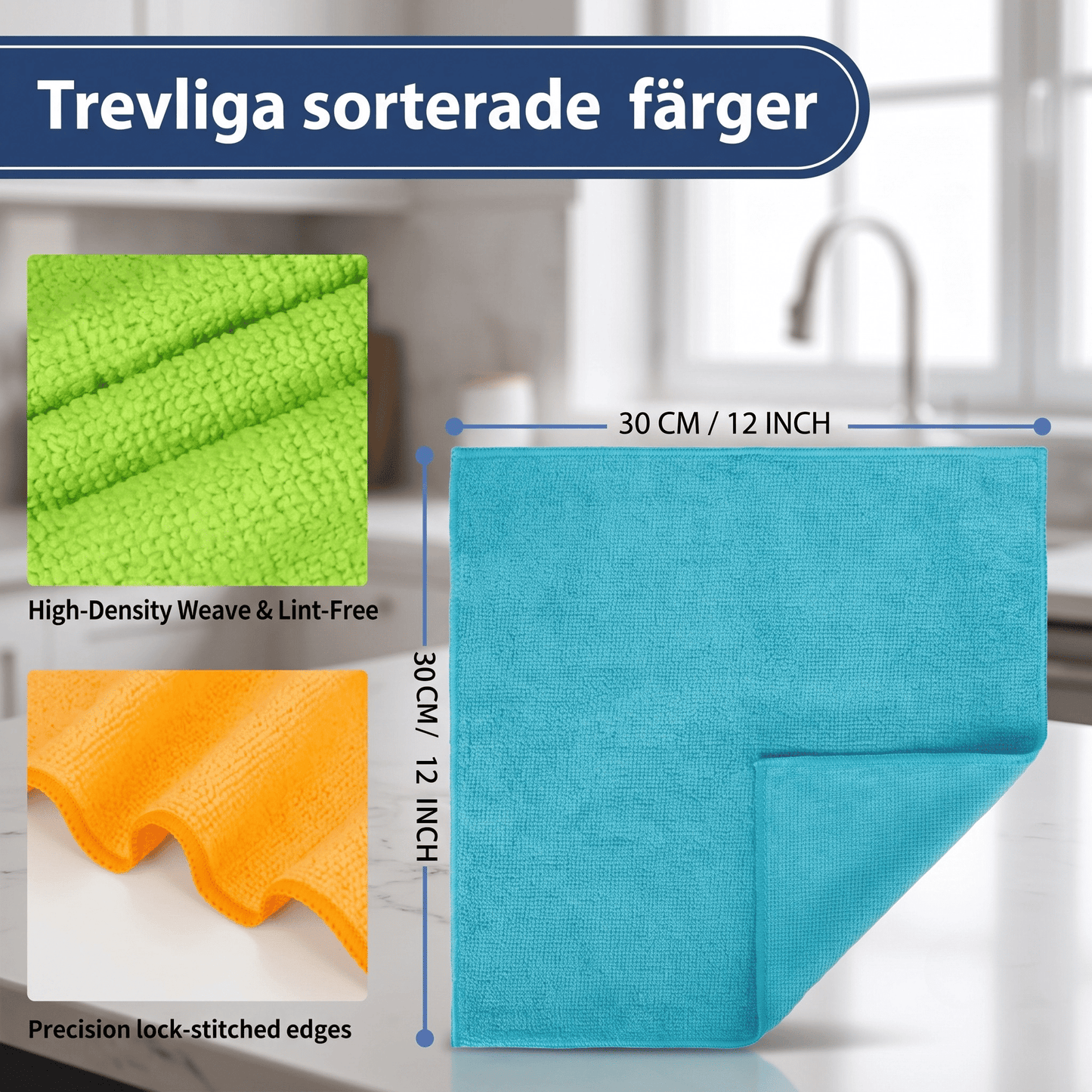 ASTRI Mikrofiberdukar 3st – Snabbtorkande Rengöringsdukar för Kök, Badrum och Hem