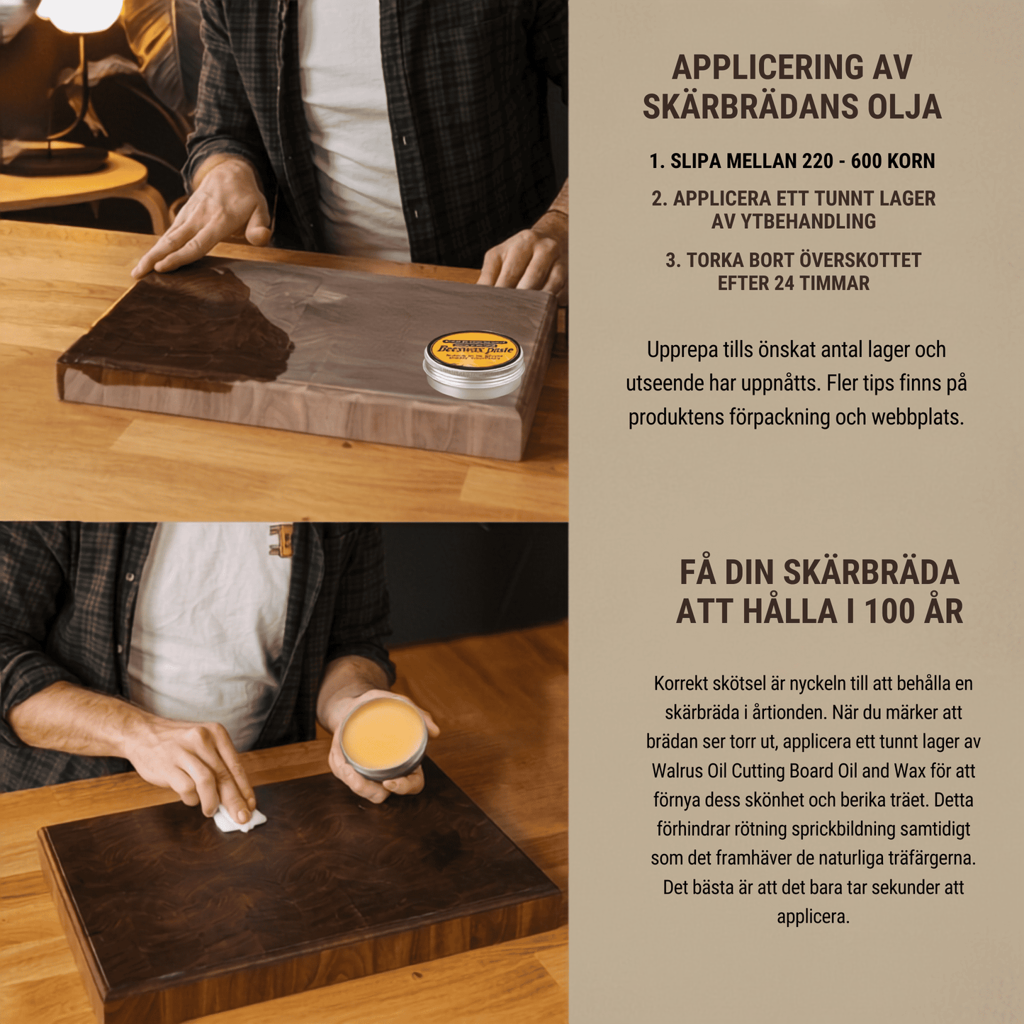 Naturlig Bivaxbalsam för Träredskap och Skärbrädor – 80g - TYKO