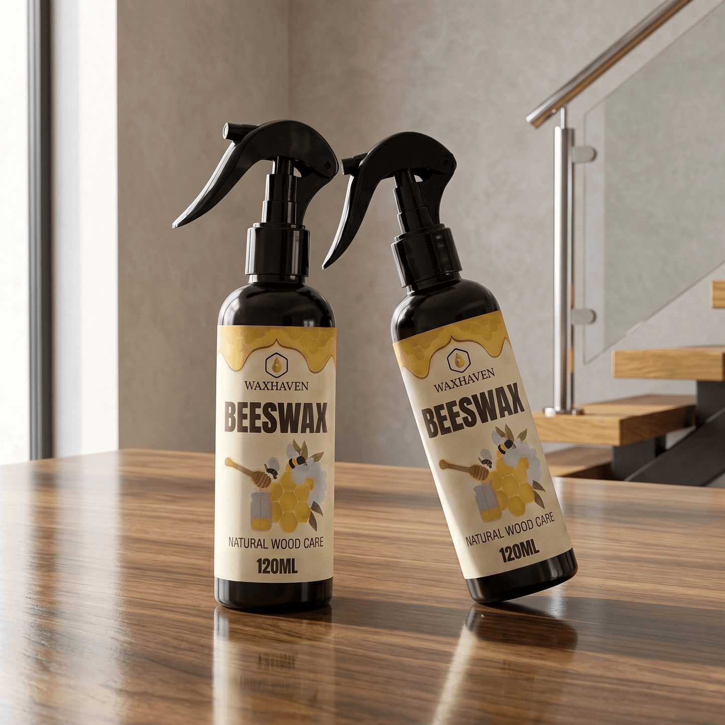 WaxHaven™ – Naturlig Bivaxspray för Trä och Möbler